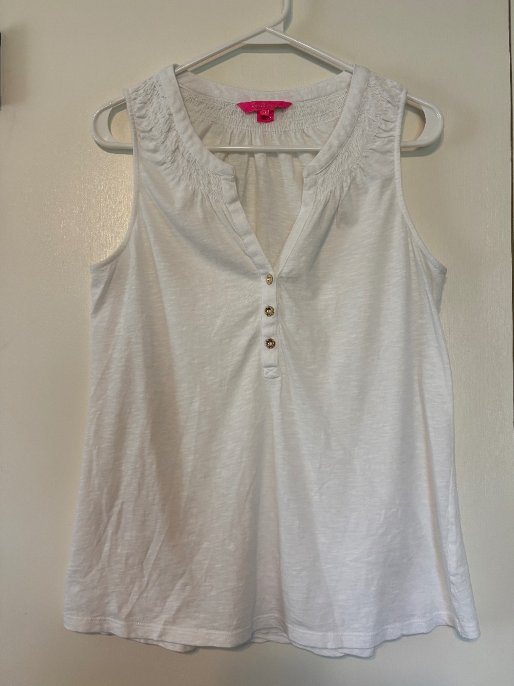 Lilly Pulitzer Women's Sleeveless Split-Neck Essie Tank Top M Resort White